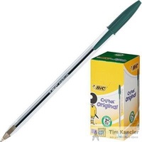 Ручка шариковая неавтоматическая масляная BIC Cristal зеленая (толщина линии 0.4 мм)