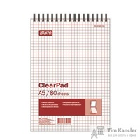 Блокнот Attache Selection Clear Pad А5 80 листов без линовки белый на спирали (145х215 мм)