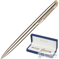 Ручка шариковая Waterman Hemisphere цвет чернил синий цвет корпуса серебристый с позолотой (артикул производителя S0920370)