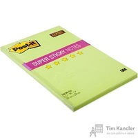 Стикеры Post-it Super Sticky 150х228 мм неоновые зеленые (1 блок, 90 листов)